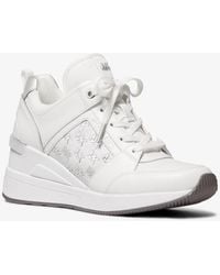 Michael Kors Georgie Embellished Leather Trainer in Black | Lyst UK