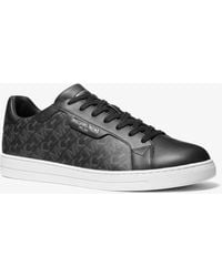 Michael Kors - Mk Keating Empire Signature Logo And Leather Trainers - Lyst