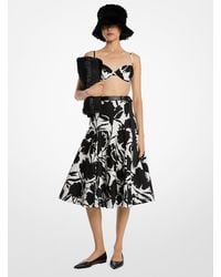 Michael Kors - Mk Floral Chiné Silk And Cotton Jacquard Drop Waist Dance Skirt - Lyst