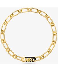 Michael Kors - Precious Metal-plated Brass And Acetate Empire Logo Chain Necklace - Lyst