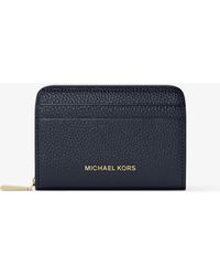MICHAEL Michael Kors - Mk Jet Set Small Pebbled Leather Zip-Around Card Case - Lyst