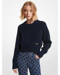 Michael Kors - Ribbed Wool Blend Cropped Jumper - Lyst