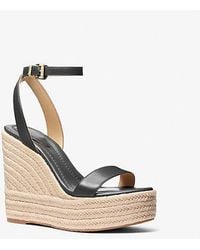 Michael Kors - Leighton Leather Wedge Sandal - Lyst