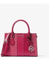 Michael Kors - Sheila Small Studded Patchwork And Signature Logo Satchel - Lyst