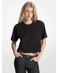 MICHAEL Michael Kors - Mk Logo Studded Cotton Jersey T-Shirt - Lyst