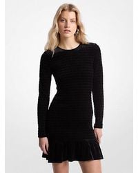 Michael Kors - Smocked Stretch Velvet Dress - Lyst