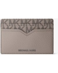Michael Kors - Michael Kors Hudson Pebbled Leather And Signature Logo Money Clip Card Case - Lyst