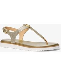 MICHAEL Michael Kors - Mk Val Glittered Leather Thong Sandal - Lyst