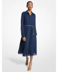MICHAEL Michael Kors - Pleated Georgette Shirtdress - Lyst