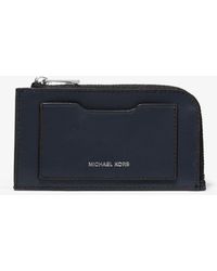Michael Kors Porta Carte Di Credito Zip-Around In Pelle - Blu