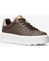 Michael Kors - Romey Metallic Two-Tone Signature Logo Platform Sneaker - Lyst