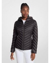 Michael Kors - Chevron Logo Print Quilted Nylon Reversible Jacket - Lyst