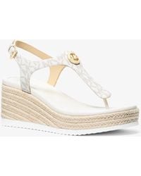 MICHAEL Michael Kors - Val Signature Logo Thong Wedge Sandal - Lyst