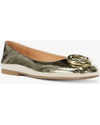 MICHAEL Michael Kors - Mk Milan Crackled Metallic Leather Ballet Flat - Lyst