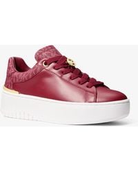 MICHAEL Michael Kors - Mk Dottie Leather And Signature Logo Trainers - Lyst