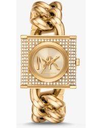 Michael Kors - Mini-montre dorée à chaîne cadenas et pierres pavées - Lyst