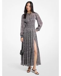 MICHAEL Michael Kors - Mk Printed Smocked Georgette Maxi Dress - Lyst