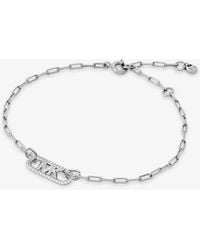 Michael Kors - Mk Precious Metal-Plated Sterling Pavé Empire Logo Chain Link Bracelet - Lyst