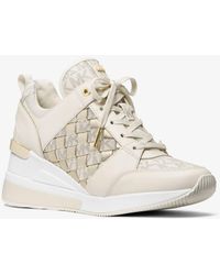 Michael Kors Georgie Embellished Leather Trainer in Black | Lyst Australia
