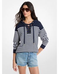 MICHAEL Michael Kors - Striped Wool Lace-Up Hoodie - Lyst