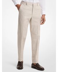 Michael Kors - Mk Checkered Stretch Cotton And Linen Trousers - Lyst