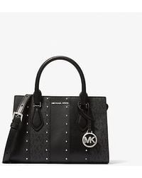 Michael Kors - Sheila Small Studded Patchwork And Signature Logo Satchel - Lyst