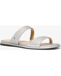 MICHAEL Michael Kors - Mk Jaida Glitter Embellished Leather Sandal - Lyst