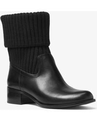 michael kors april leather and knit boot