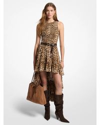 MICHAEL Michael Kors - Mk Leopard Print Georgette High-Low Dress - Lyst
