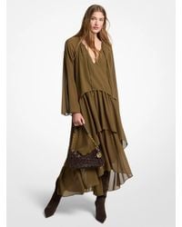 MICHAEL Michael Kors - Ruffled Georgette High-Low Maxi Dress - Lyst