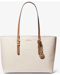 Michael Kors - Mk Quinn Large Signature Logo And Leather Tote Bag - Lyst
