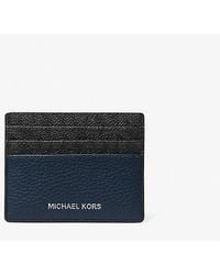 Michael Kors - Hudson Logo And Pebbled Leather Tall Card Case - Lyst