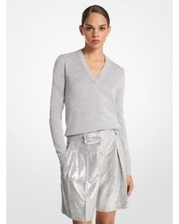 Michael Kors - Mkjersey De Mezcla De Viscosa Metalizada Con Cuello De Pico - Lyst