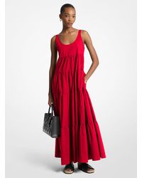 MICHAEL Michael Kors - Mkvestido De Algodón Elástico Con Capas - Lyst