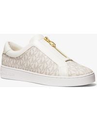 MICHAEL Michael Kors - Mk Keaton Signature Logo Zip-Up Trainers - Lyst