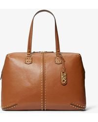 Michael Kors - Astor Extra-large Studded Leather Weekender Bag - Lyst