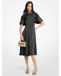 MICHAEL Michael Kors - Mk Cape Sleeve Satin Midi Dress - Lyst