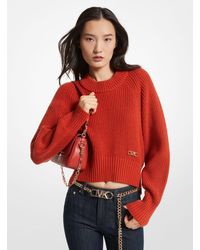 Michael Kors - Ribbed Wool Blend Cropped Sweater - Lyst