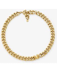 Michael Kors - Mk Precious Metal-Plated Brass Pavé Logo Curb Link Necklace - Lyst