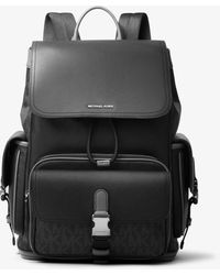 Michael Kors Hudson Logo And Leather Backpack - Black