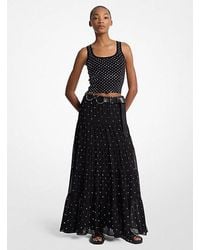 Michael Kors - Mk Studded Stretch Viscose Cropped Tank Top - Lyst
