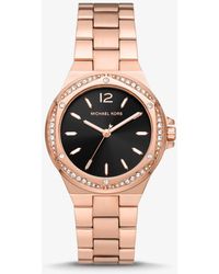 Michael Kors Lennox Pavé Rose Gold-tone Watch - Pink