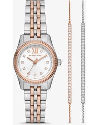 Michael Kors - Mk Lexington Pavé Two-Tone Watch And Slider Bracelet Gift Set - Lyst