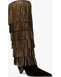 Michael Kors - Jayla Embellished Suede Fringed Boot - Lyst