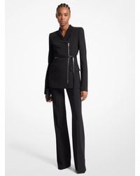 Michael Kors - Michael Kors Stretch Wool Crepe Side-Zip Jacket - Lyst