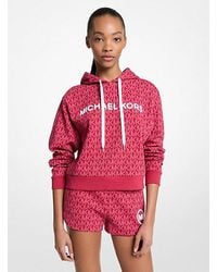Michael Kors - Signature Logo Cotton Blend Cropped Hoodie - Lyst