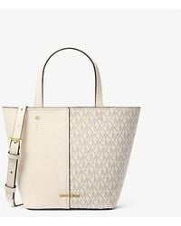 Michael Kors - Flora Medium Signature Logo And Pebbled Leather Crossbody Bag - Lyst