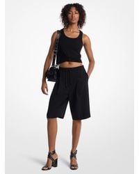 MICHAEL Michael Kors - Mk Textured Crepe Bermuda Track Shorts - Lyst