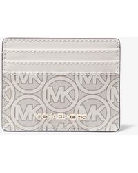 Michael Kors Synthetic Jodie Logo Jacquard Card Case in Pink | Lyst