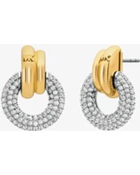Michael Kors - Pavé Interlocking Hoop Earrings - Lyst